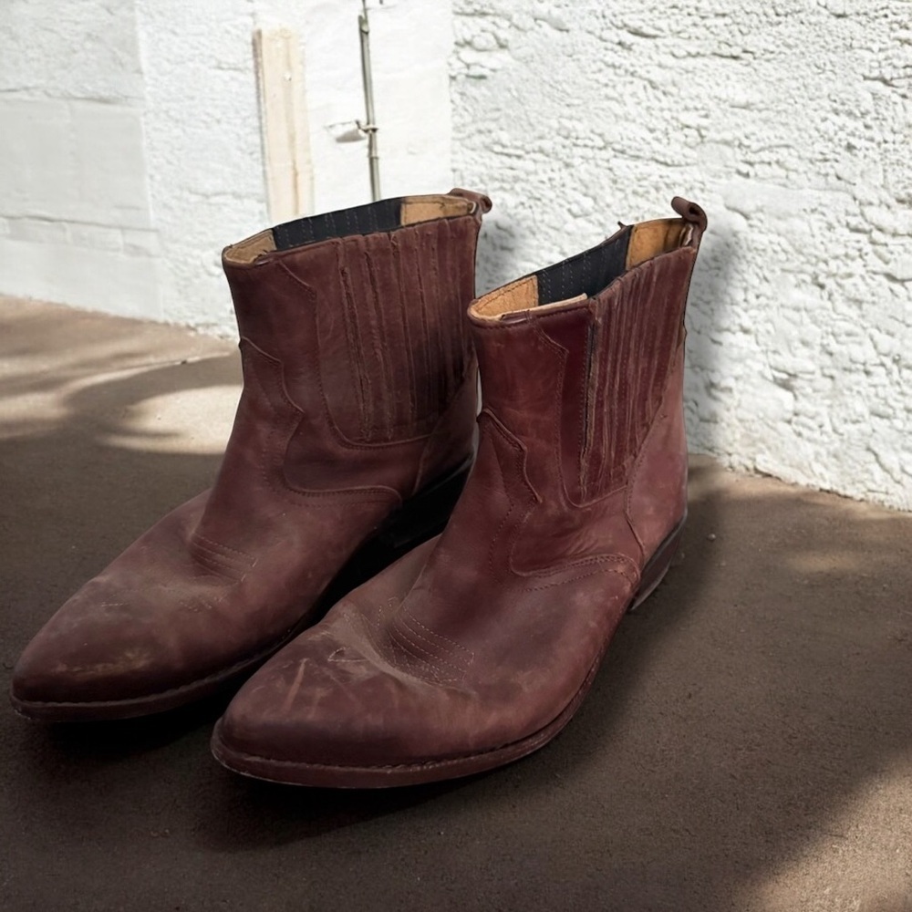 Ladies Brown Leather western boho Boots 6.5 coastal cowgirl